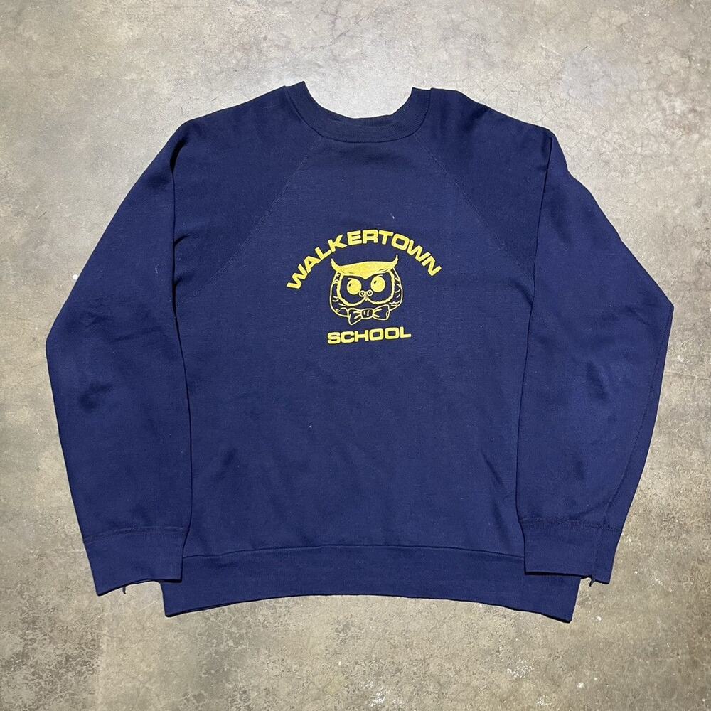Vintage 70s Walkertown School Navy Owls Sweatshirt